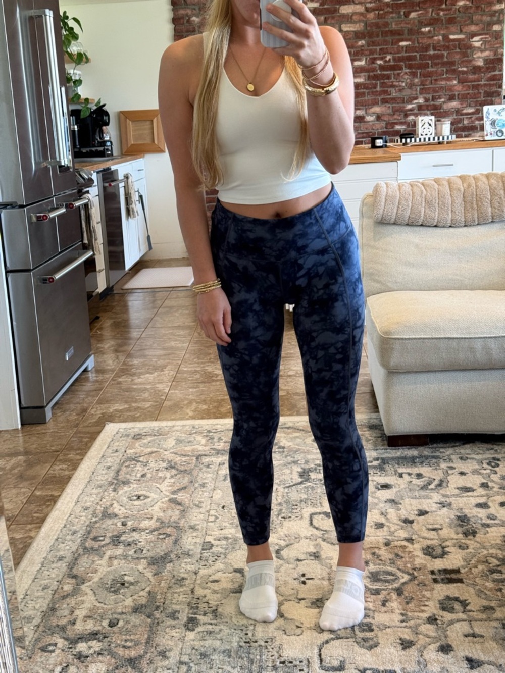 Athleta Navy Tie-Dye Workout Leggings
